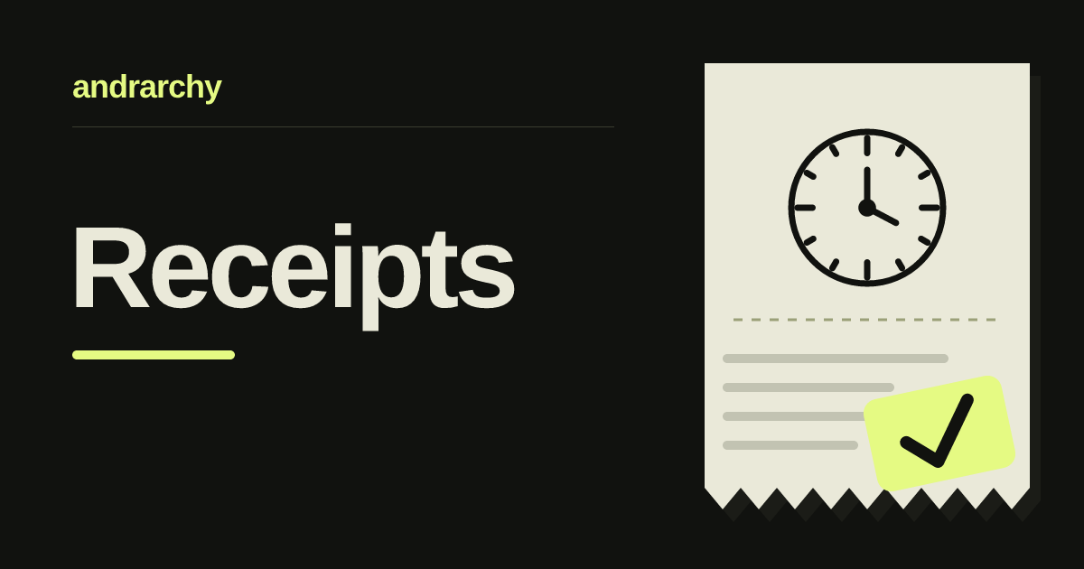 A receipt with a clock and a lime check mark